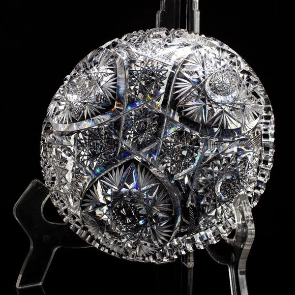 AMERICA Brilliant Crystal Nappy Bowl | Beautiful Intricate Pattern | Excellent - Picture 9 of 9